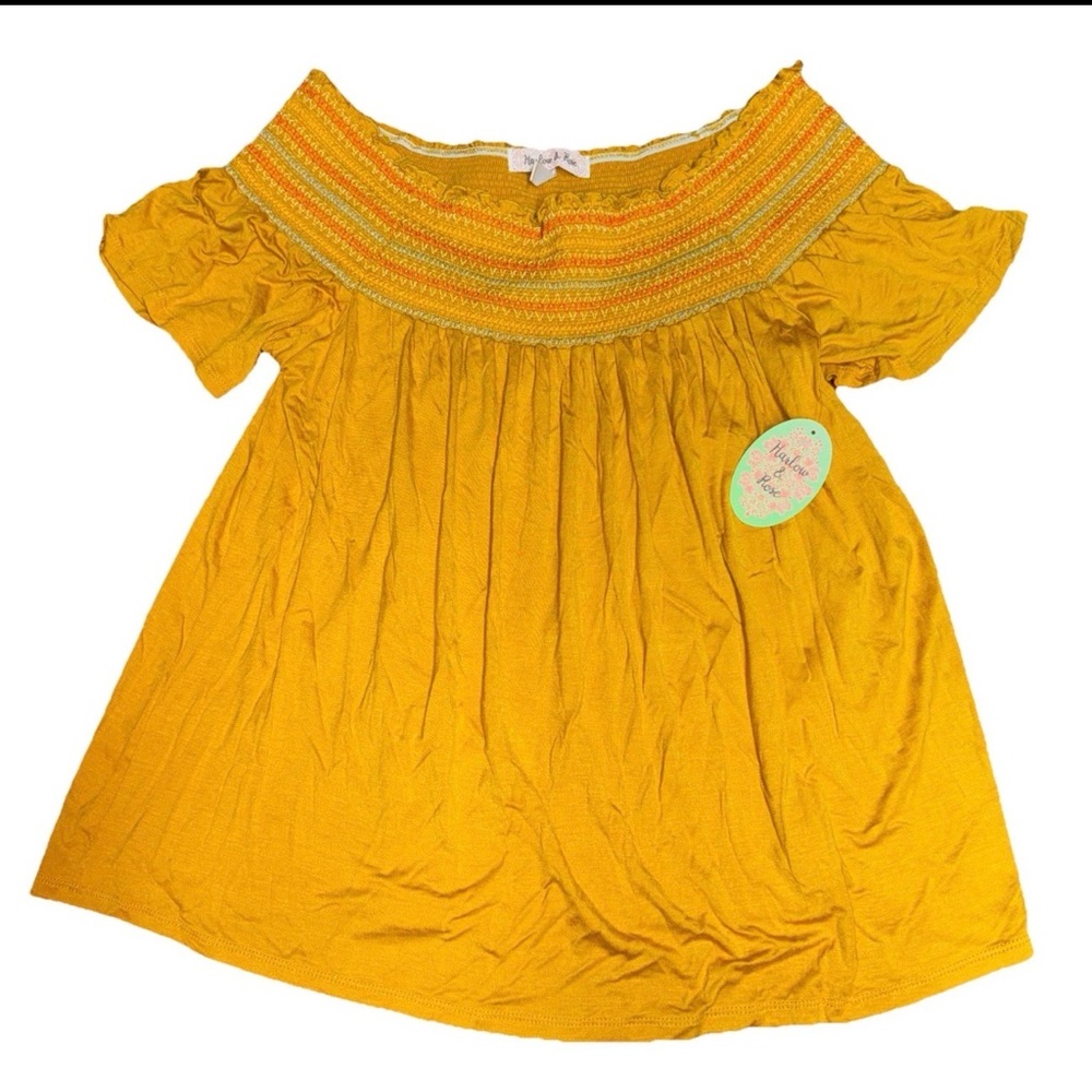Harlow Rose Floral Yellow Embroidered shirt womens Large boho Preppy Whimsical